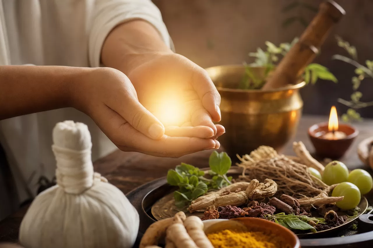 A calm soul in healing meditation