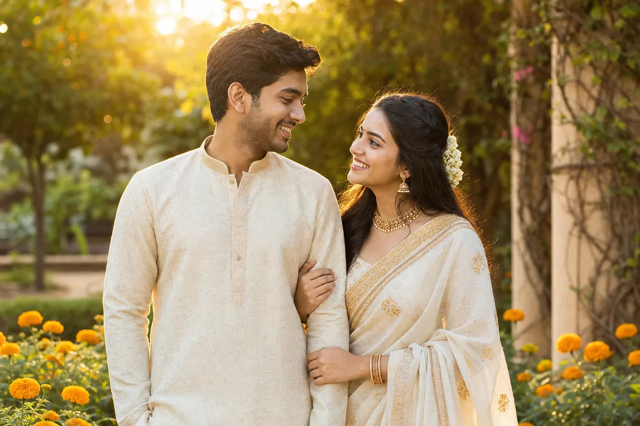 A couple from different communities celebrating their marriage